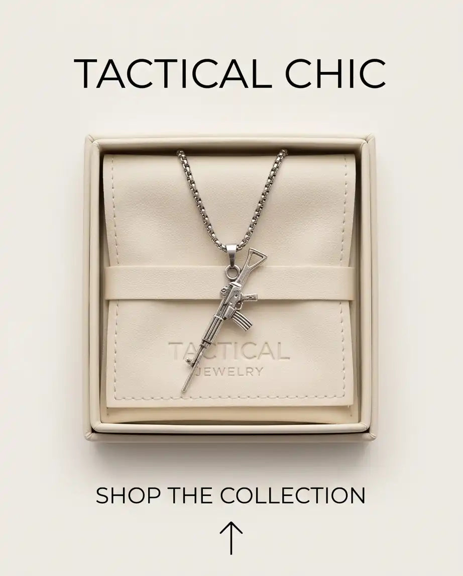 Tactical Assault Rifle Weapon Pendant Box Chain