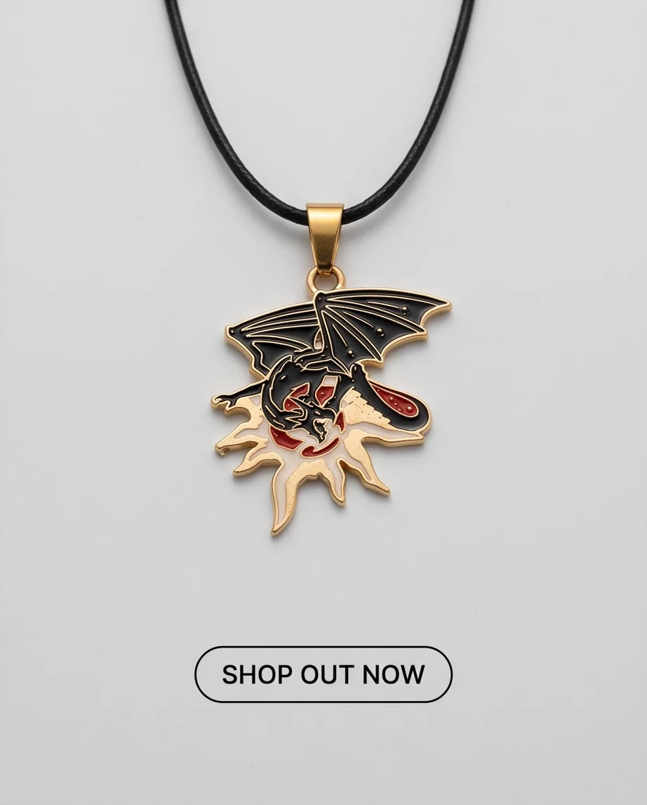 Gold Celestial Sun Dragon Enamel Pendant Necklace