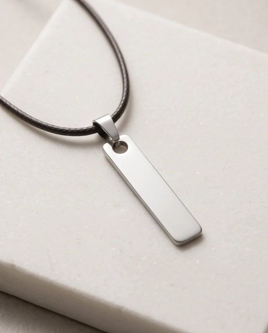 Silver Minimalist Bar Pendant Necklace