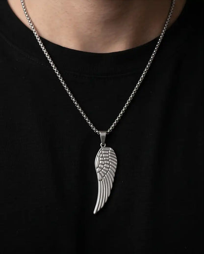 Feathered Angel Wing Pendant Box Chain