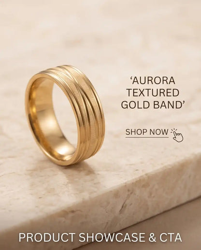 Gold-Tone Textured Diagonal Groove Band Ring