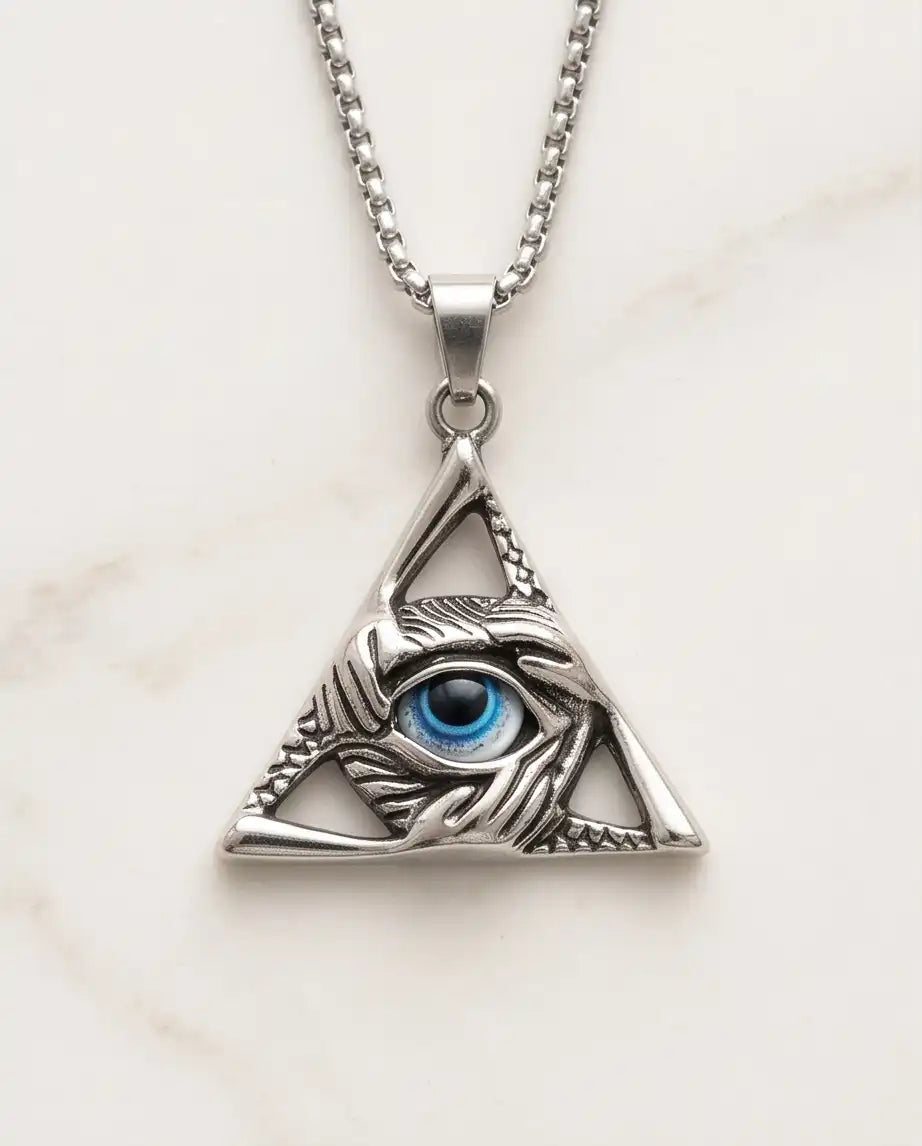 Evil Eye Triangle Pendant Box Chain