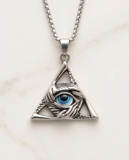 Evil Eye Triangle Pendant Box Chain