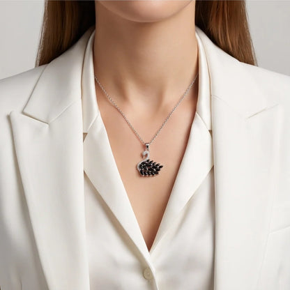 Silver Black Crystal Swan Necklace