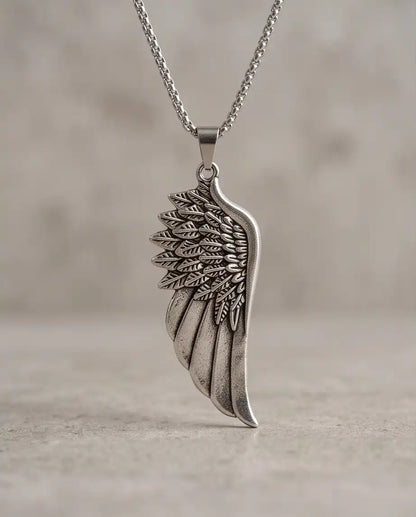 Antiqued Angel Wing Pendant Box Chain