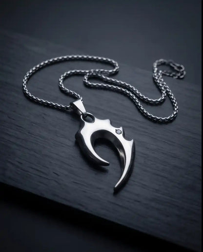 Tribal Claw and CZ Stone Y2K Pendant Box Chain