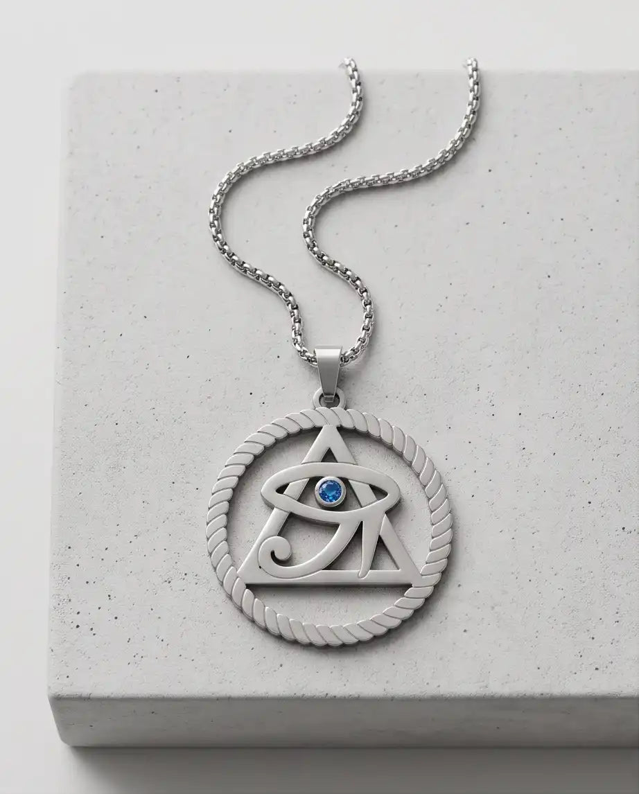 Mystic Eye Pyramid Rope Ring Pendant Box Chain
