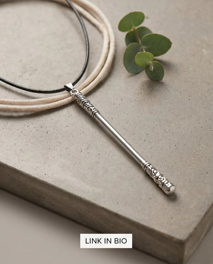 Carved Staff Pendant Necklace