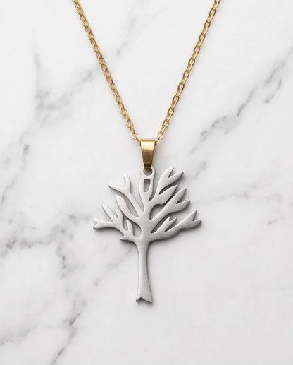 Silver Tree of Life Cutout Pendant Necklace