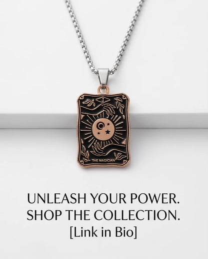 Gold "The Magician" Tarot Card Pendant Necklace