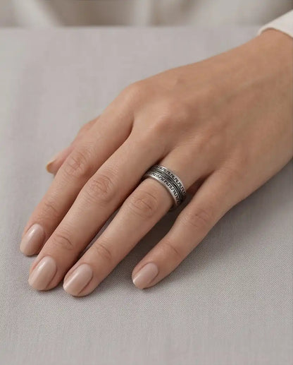 Greek Key Meander Texture Band Ring
