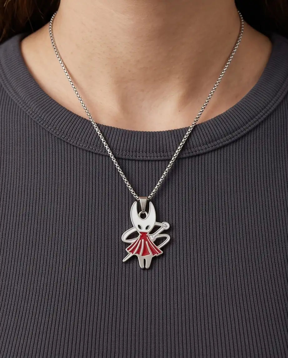 Hollow Knight Hornet Red Dress Enamel Pendant Box Chain