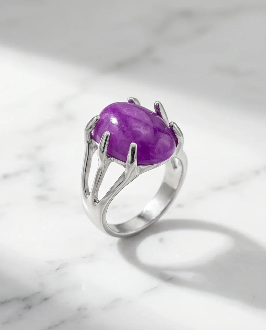 Vibrant Orchid Jade Statement Ring