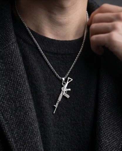 Tactical Assault Rifle Weapon Pendant Box Chain