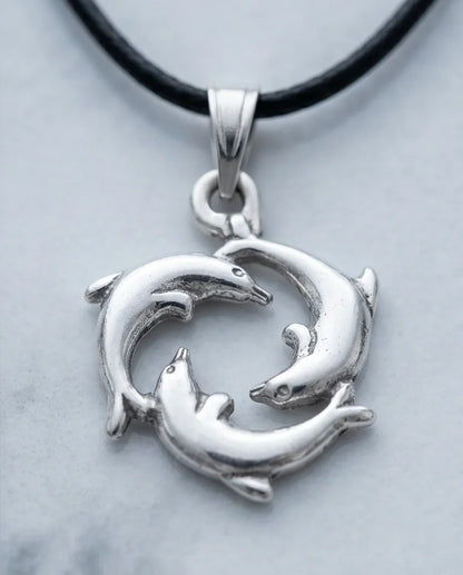Silver Dolphin Circle Necklace