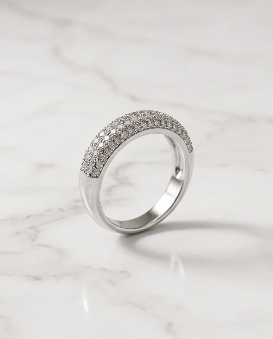 Multi-Row Pavé Curved Dome Band