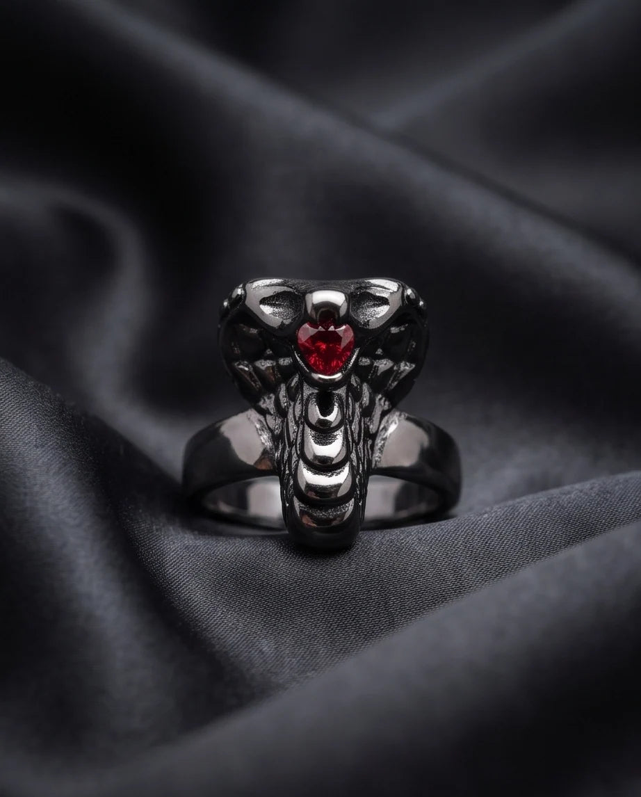 Ruby-Set Sculpted Cobra Ring