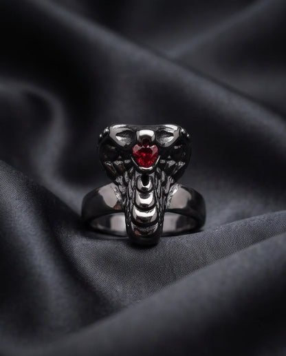 Ruby-Set Sculpted Cobra Ring