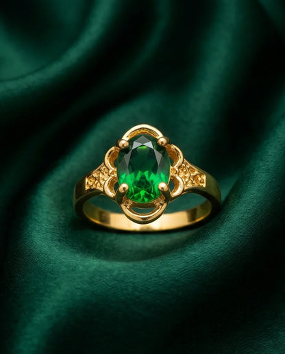 Golden Verdant Emerald Filigree Ring