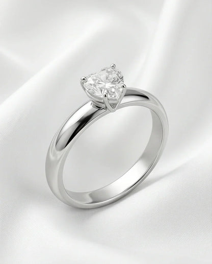 Sterling Silver Heart-Cut Moissanite Solitaire Ring