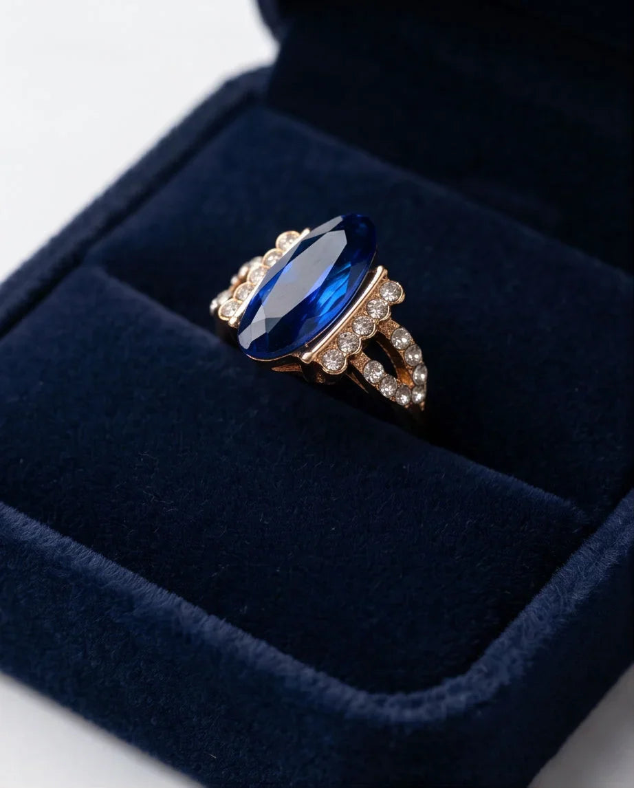 Gold Marquise Sapphire Vintage Ring
