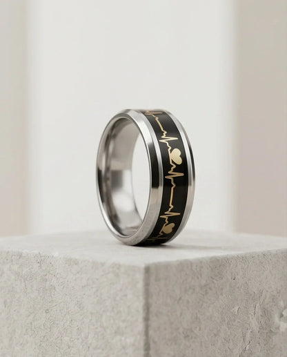 Romantic Gold Heartbeat Band Ring