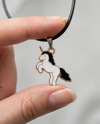 Gold and Black Unicorn Pendant Necklace