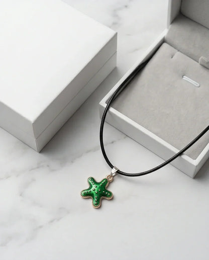 Gold and Green Starfish Pendant Necklace