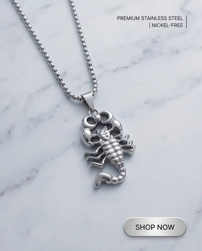 Iced Scorpio Pendant Silver Box Chain Necklace