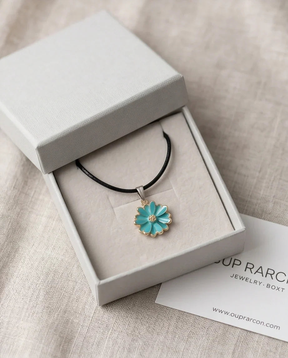 Gold and Turquoise Sunflower Pendant Necklace