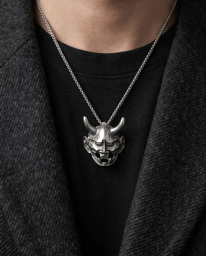 Japanese Hannya Mask Pendant Box Chain