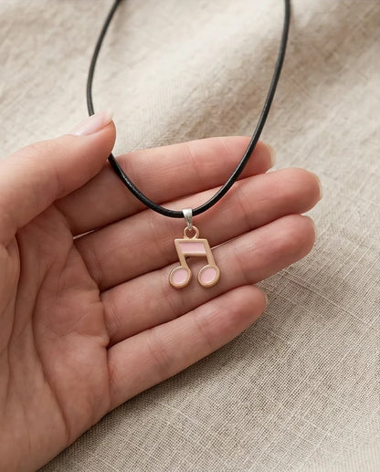 Rose Gold Pink Sixteenth Note Necklace
