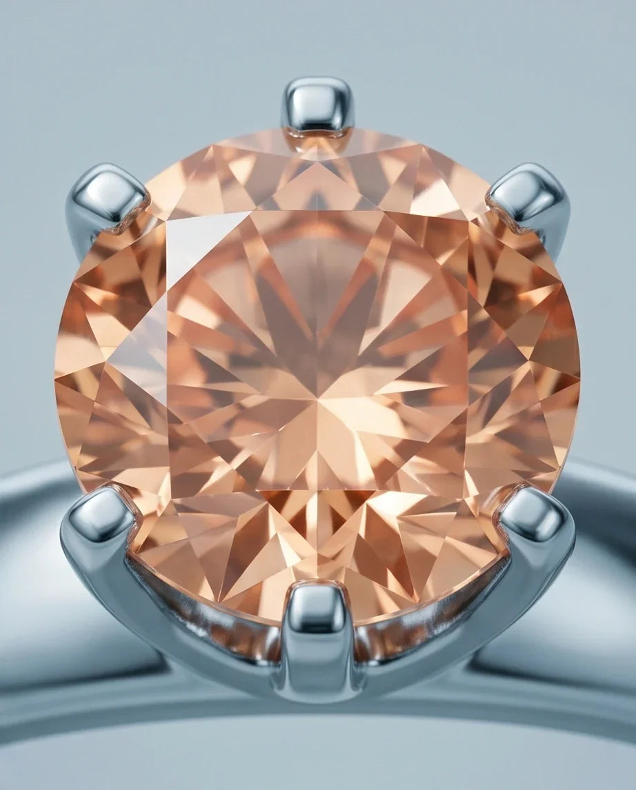 Sterling Silver Round-Cut Vintage Crown Peach Morganite Solitaire Ring