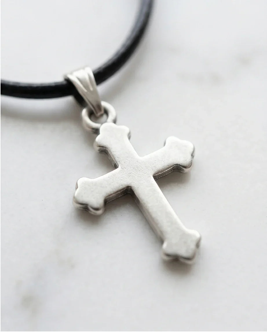 Silver Gothic Flared Cross Necklace