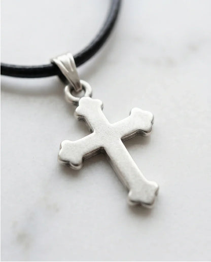 Silver Gothic Flared Cross Necklace