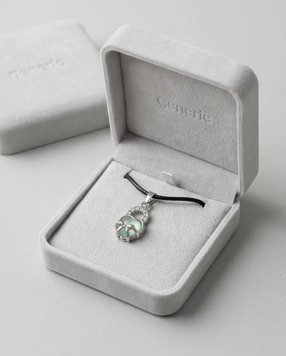 Green Heart Bow Lock Pendant Necklace