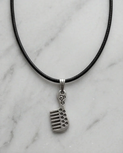 Silver Hair Comb Pendant Necklace