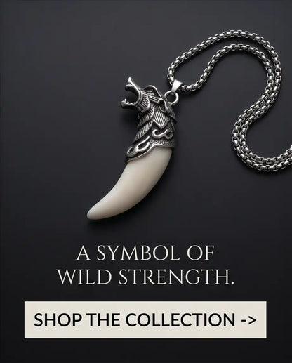 Viking Wolf Fang Pendant Box Chain