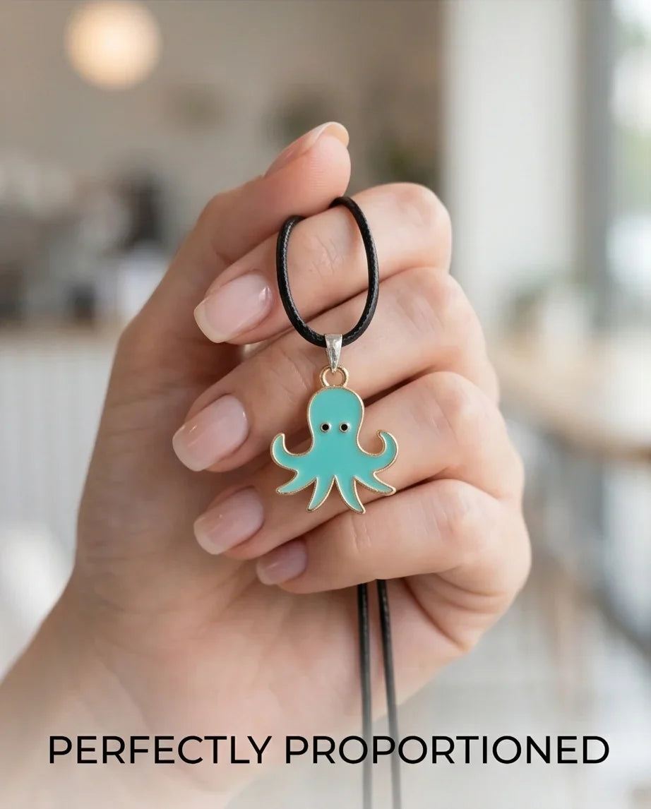 Gold and Turquoise Octopus Pendant Necklace