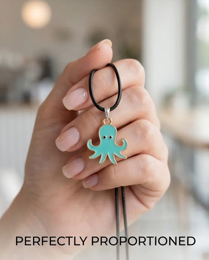 Gold and Turquoise Octopus Pendant Necklace