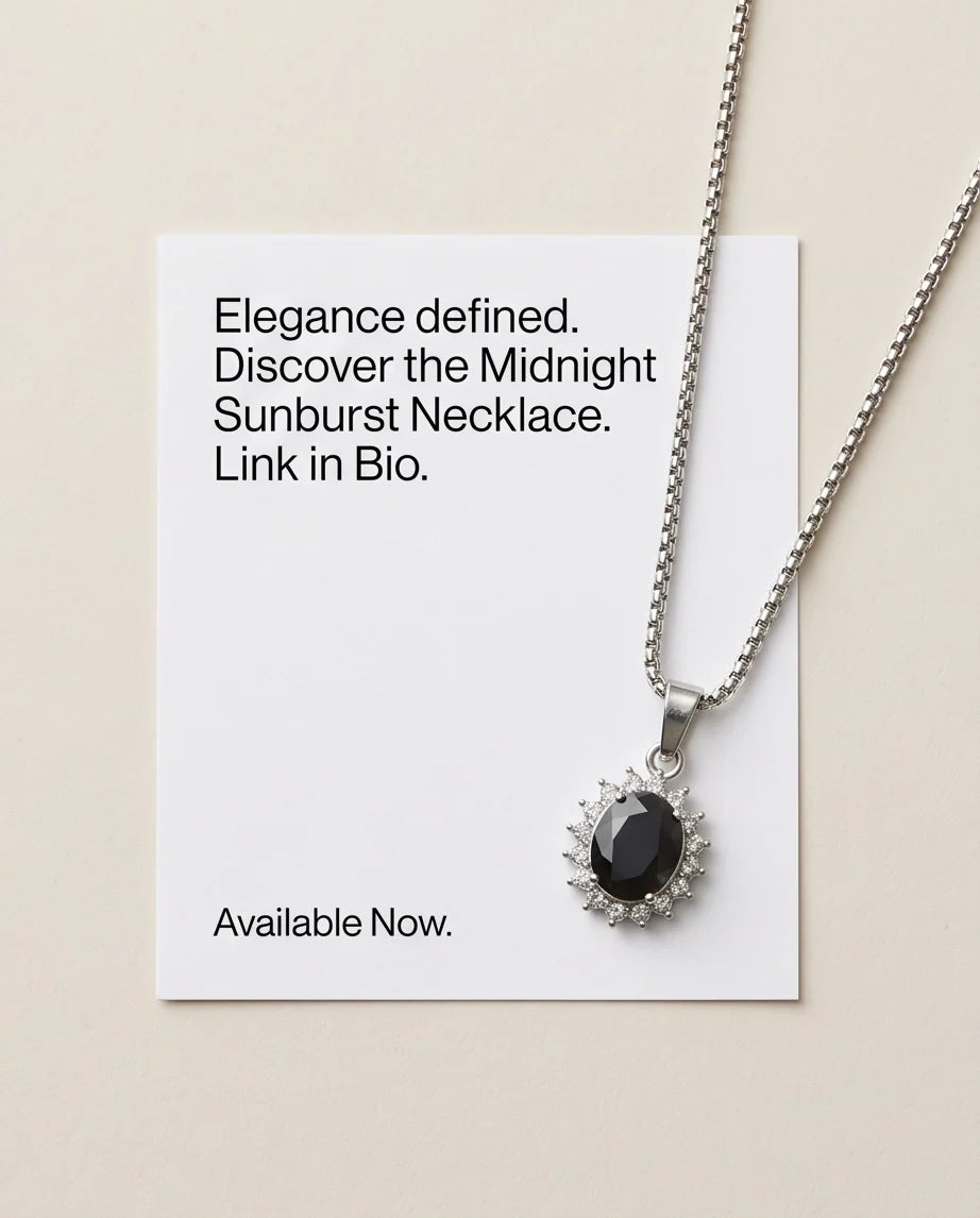 Silver Black Gem Oval Halo Medallion Pendant Necklace