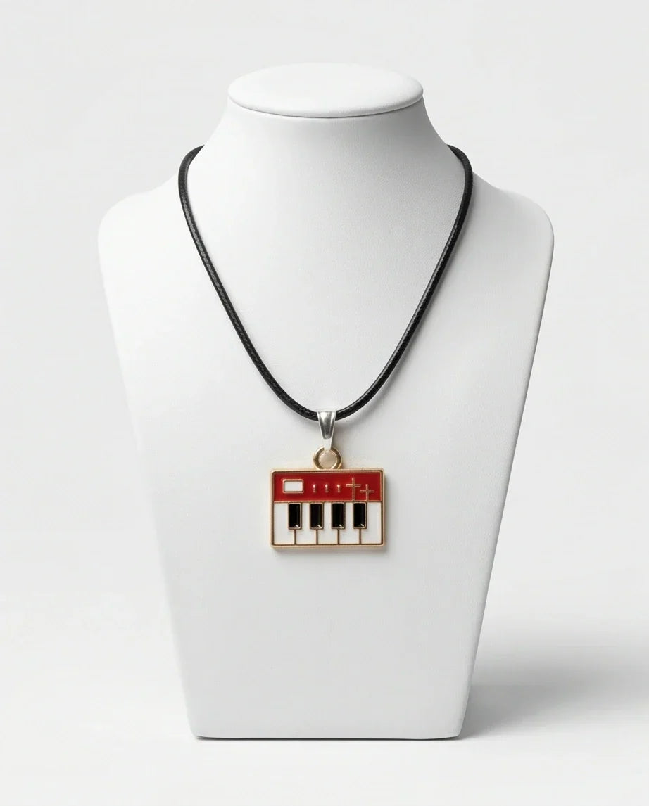 Gold and Red Synthesizer Keyboard Necklace