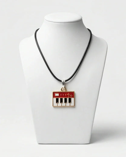 Gold and Red Synthesizer Keyboard Necklace