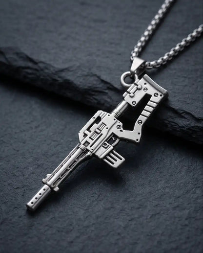 Cyberpunk Assault Rifle Weapon Pendant Box Chain