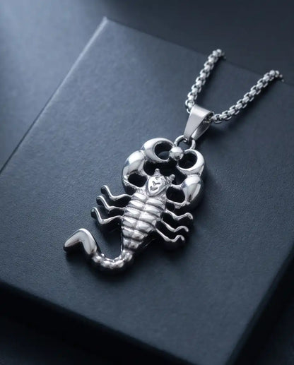 Iced Scorpio Pendant Silver Box Chain Necklace
