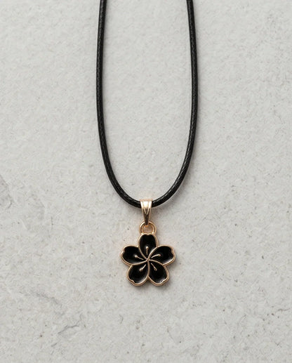 Gold and Black Cherry Blossom Necklace
