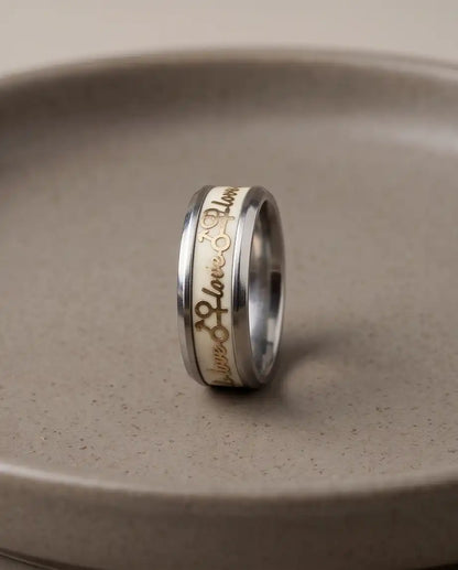 Gold Love Script and Gender Symbols Band Ring