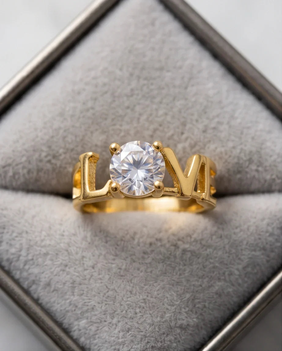 Golden Eternal Love Moissanite Ring
