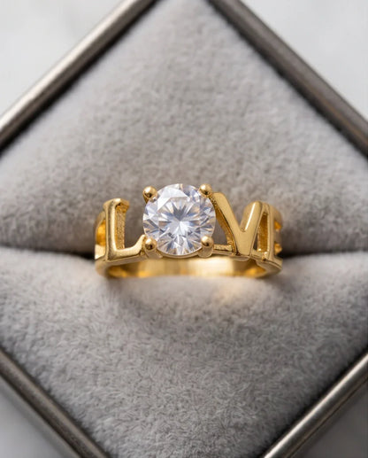 Golden Eternal Love Moissanite Ring