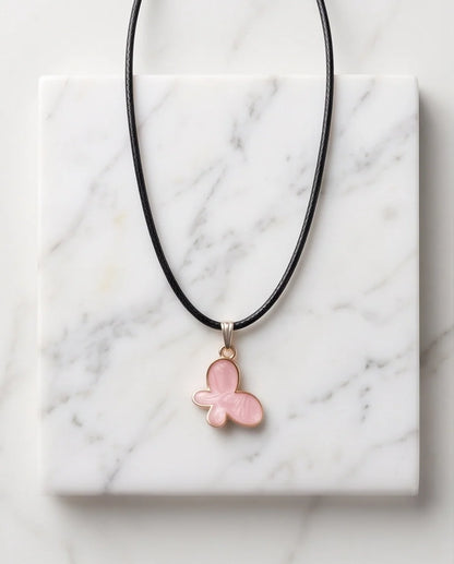 Soft Pink Butterfly Cord Necklace
